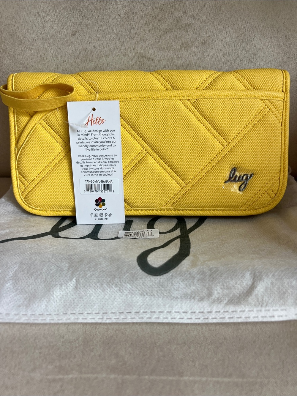 NWT Lug Tango Matte Luxe Vegan Leather Travel RFID Wallet in Banana 🍌